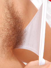 Upskirt Views of Beatrice's Hairy Pussy