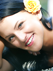 Small-titted kitty solo posing outdoor