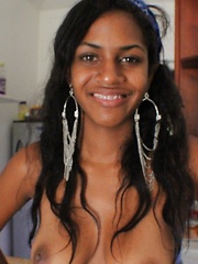Black Latina teen with rocking body gets naked outdoors