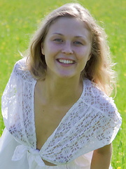 Adorable teenage girl pleasing her pussy outdoors