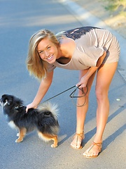 Kennedy walking the dog