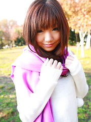 Hot babe Mahiru Tsubaki showing off with joy
