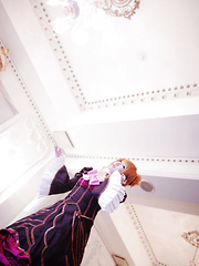 Saku Asian is such perfect blonde doll in fantastic epoque dress